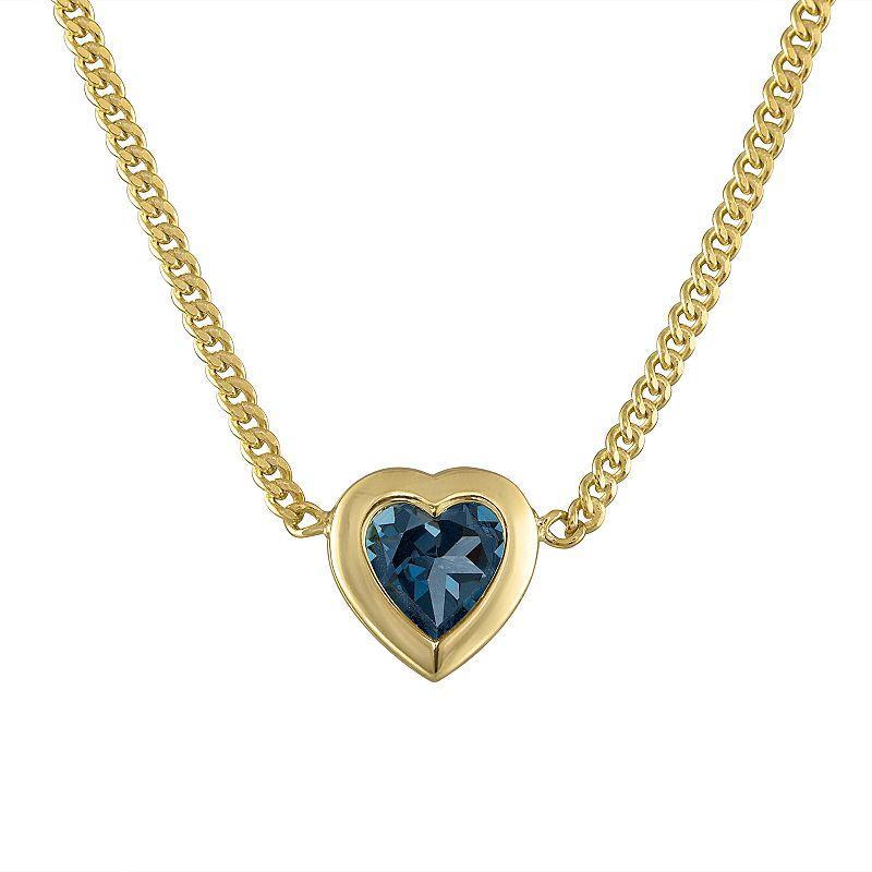 Designs by Gioelli 14k Gold Over Sterling Silver Gemstone Curb Chain Necklace, Womens, London Blue Topaz Product Image