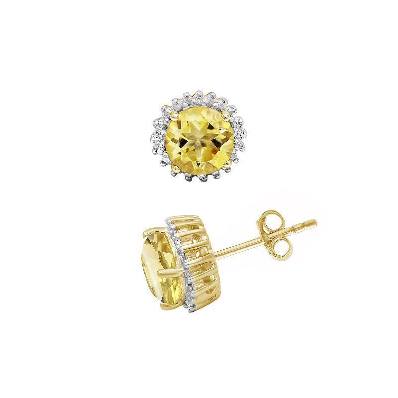 Jewelexcess 14k Gold Over Silver Citrine & Diamond Accent Earrings, Womens, Gold Tone Product Image