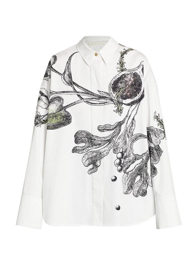 Womens Printed Oversized Cotton-Blend Shirt Product Image