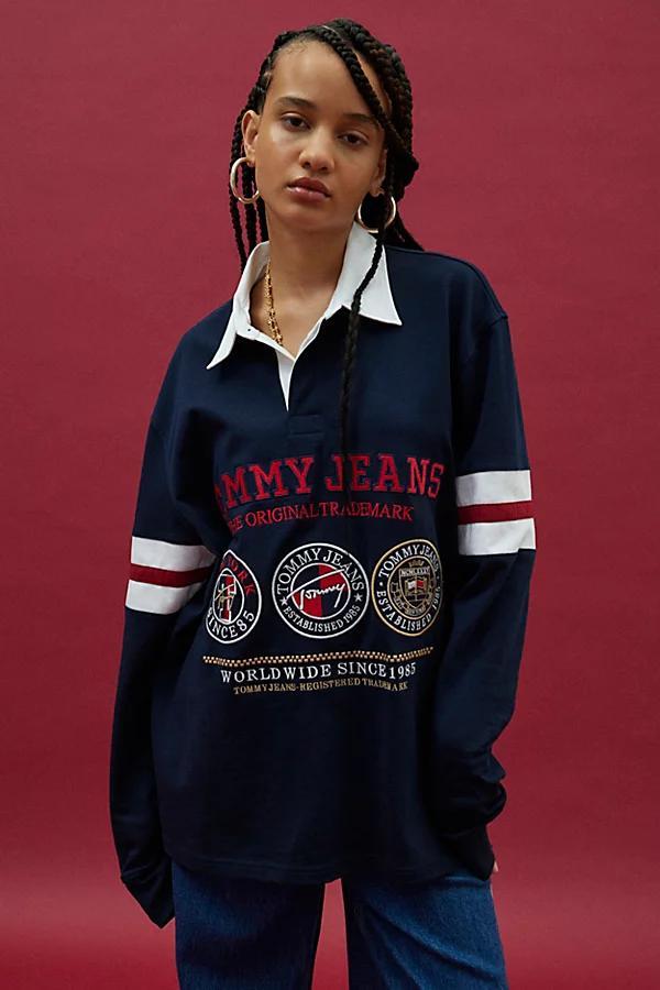 Tommy Hilfiger Tommy Jeans Varsity Explorer Rugby Polo Shirt Top Womens at Urban Outfitters Product Image