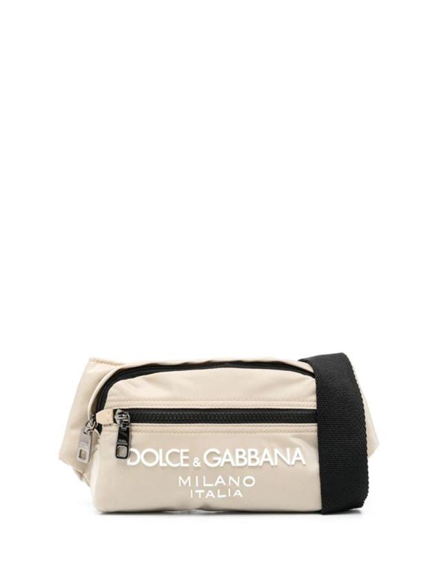 Logo-print Zipped Belt Bag In Neutrals Product Image