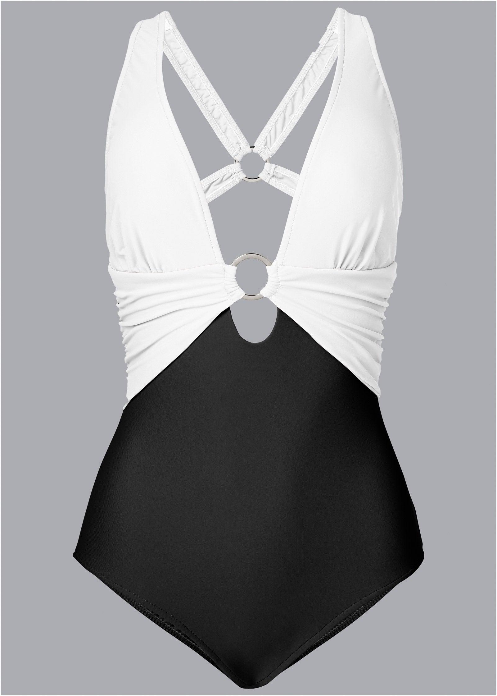 Criss Cross One Piece  - Black & White Product Image