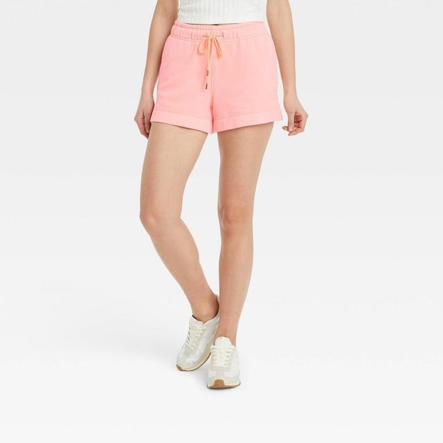 Womens Mid-Rise Fleece Shorts - Universal Thread Peach Orange XL Product Image