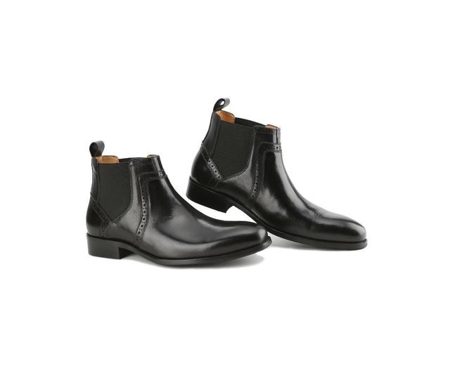 Gino Vitale Mens Handcrafted Genuine Leather Chelsea Brogue Dress Boot Product Image