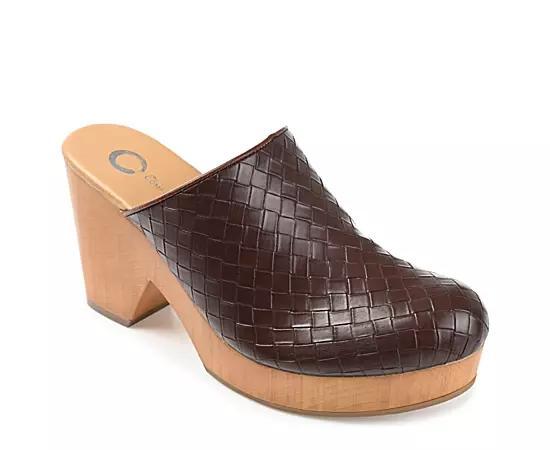 Journee Collection Womens Kelsy Woven Heeled Platform Clogs Product Image