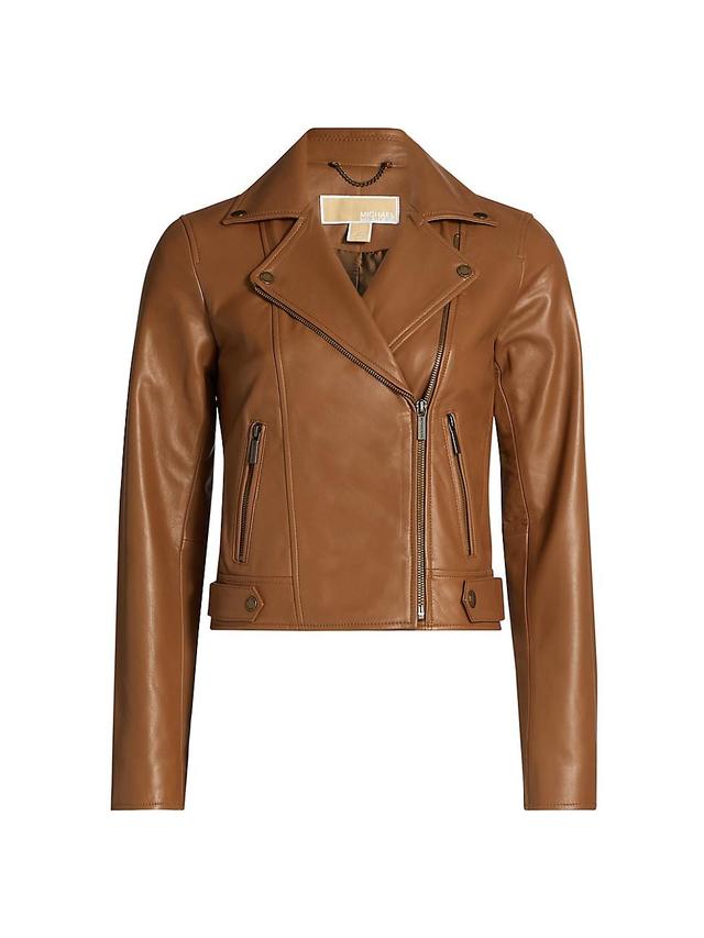 Womens Leather Moto Jacket Product Image