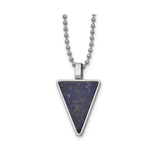 Chisel Polished with Lapis Triangle Pendant on a Ball Chain Necklace Product Image