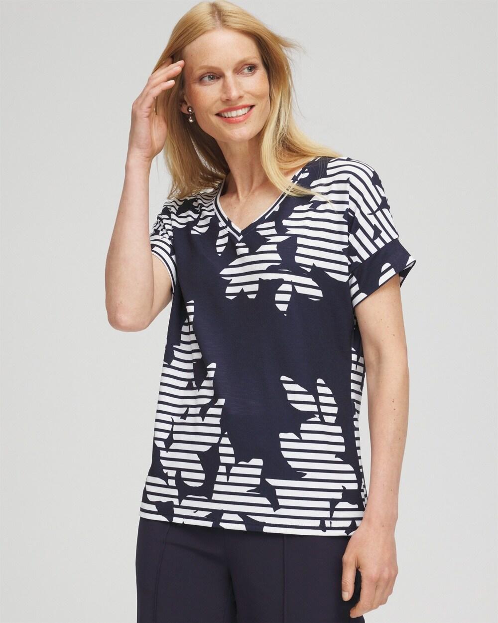 Women's Floral Stripe Tee Product Image