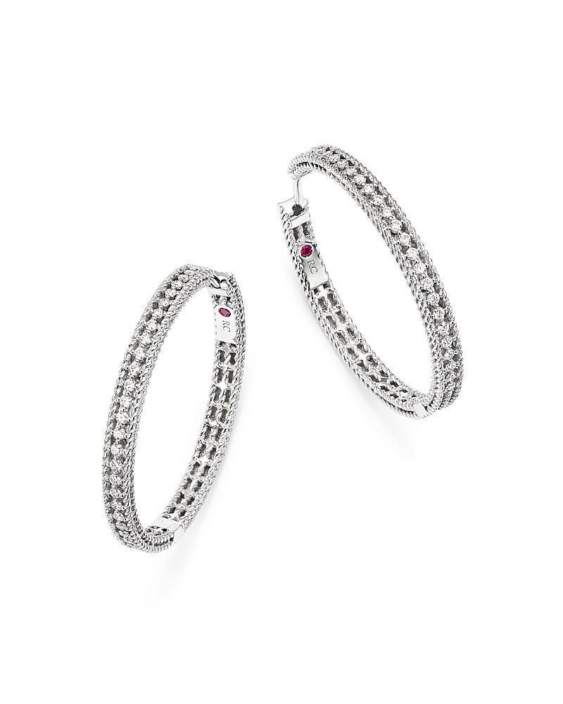 Roberto Coin 18K White Gold Symphony Barocco Diamond Hoop Earrings Product Image