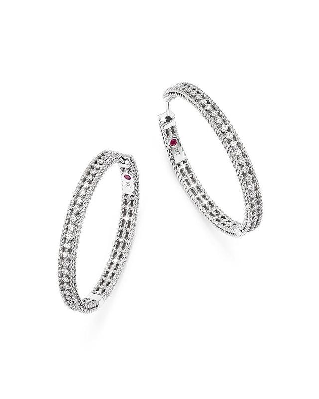 Roberto Coin 18K White Gold Symphony Barocco Diamond Hoop Earrings - Female Product Image