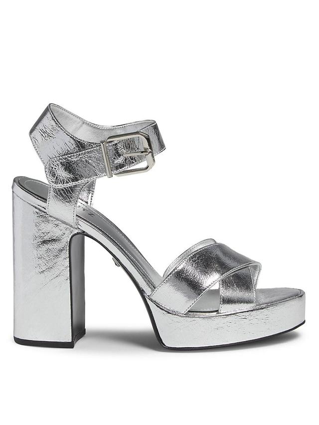 Womens Penelope 101MM Metallic Leather Platform Sandals Product Image