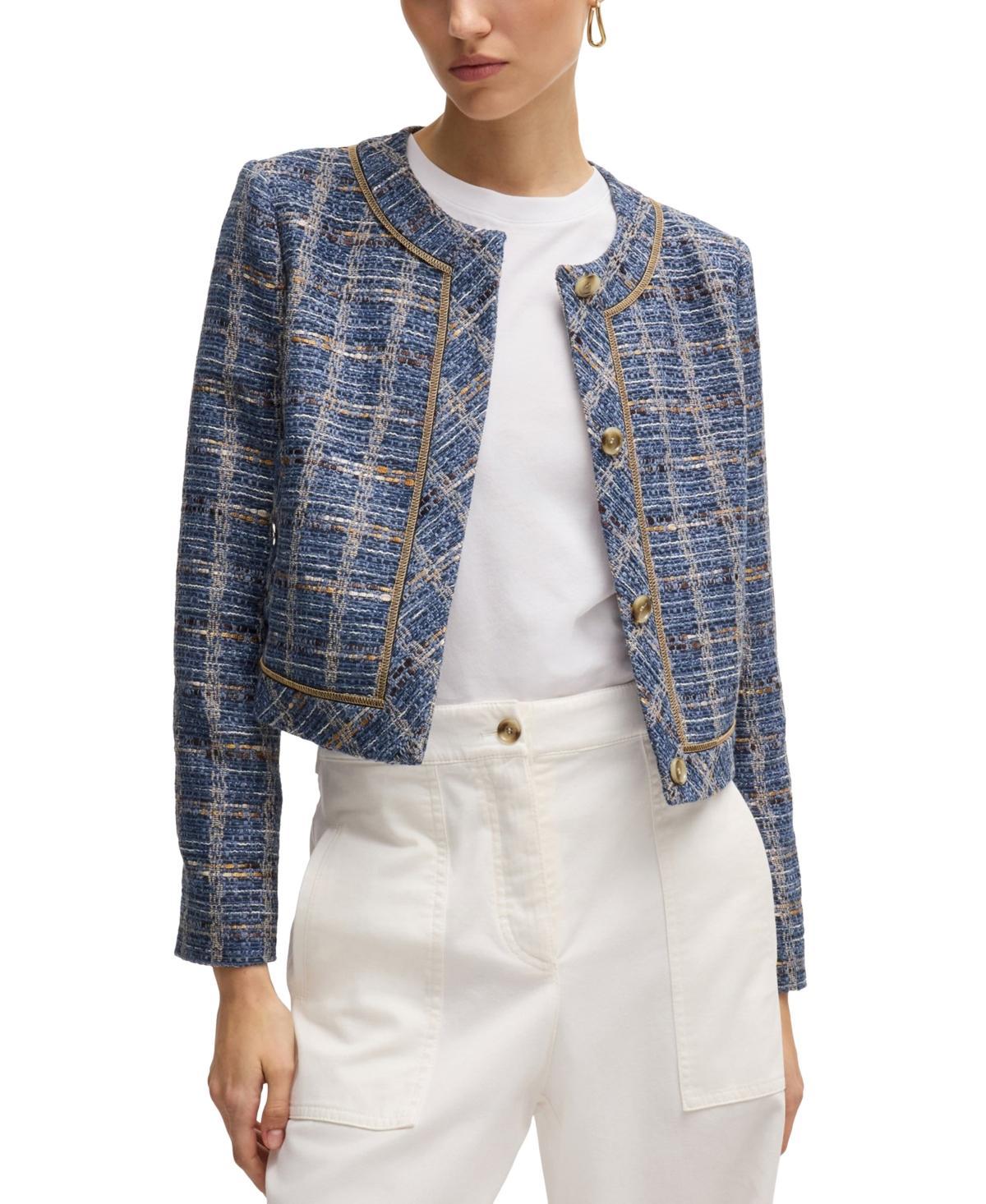 Womens Regular-Fit Jacket in Check Tweed Product Image