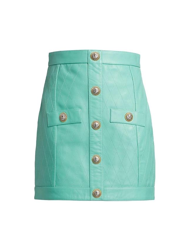 Womens Quilted Leather Miniskirt Product Image