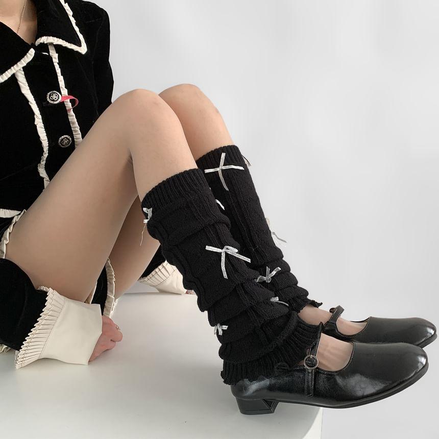 Bow Accent Knit Leg Warmers Product Image