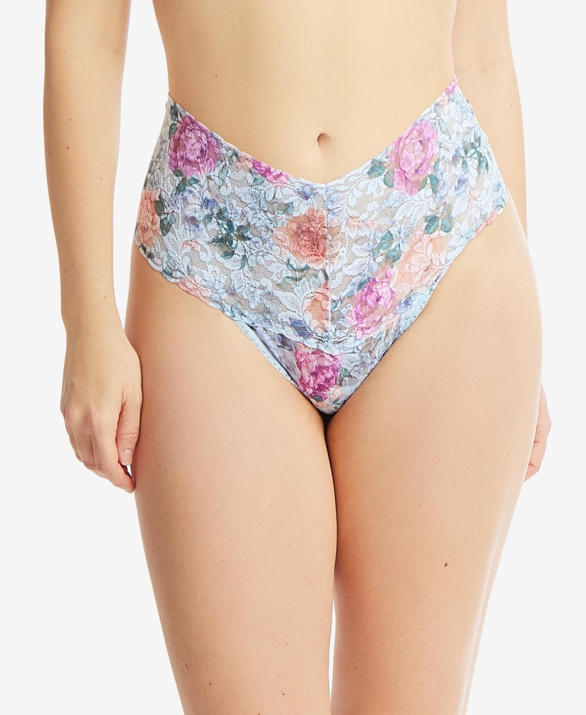 Floral-Print Lace Thong Product Image