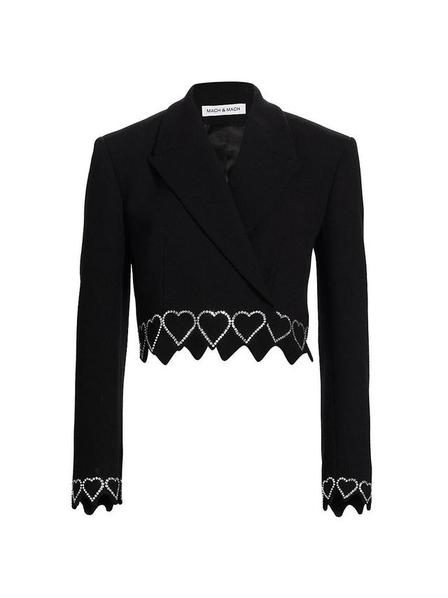 Womens Heart-Shaped Crystal-Trim Cropped Blazer Product Image