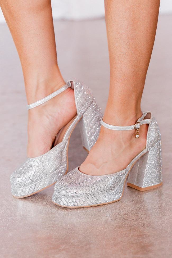 Eve Silver Chunky Sparkle Heel Product Image