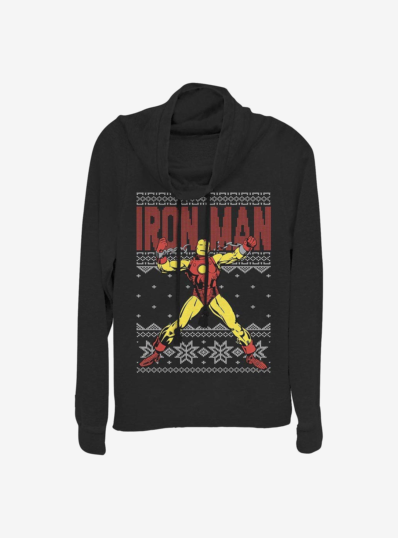 Marvel Iron Man Ugly Christmas Sweater Cowl Neck Long-Sleeve Girls Top Product Image