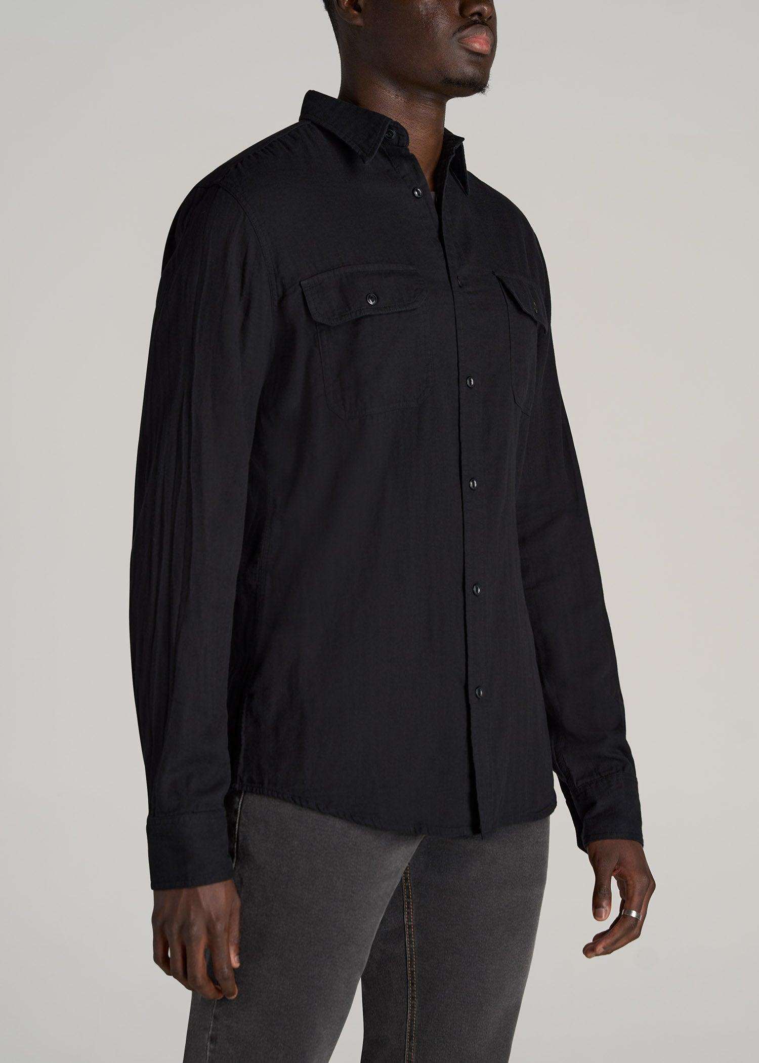 LJ&S Double Weave Shirt for Tall Men in Vintage Black Male Product Image