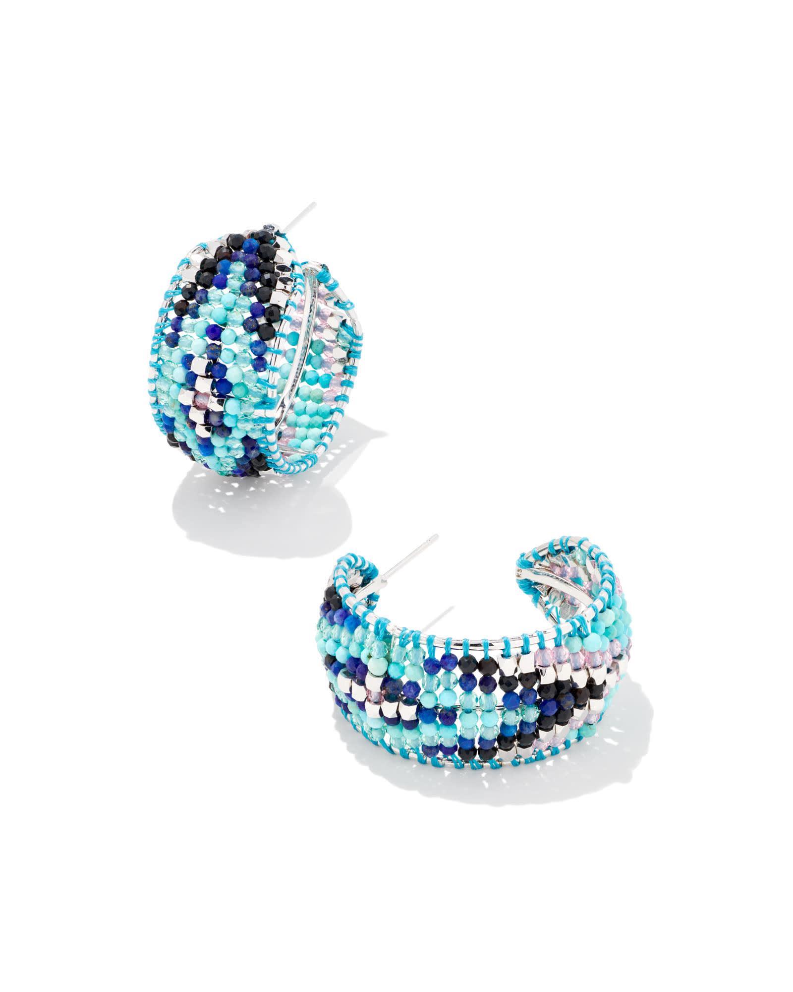 Britt Silver Hoop Earrings in Multi Mix Product Image