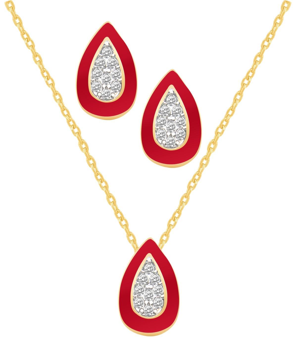 Crystal Enamel Necklace and Earring Set, 2-Piece Product Image