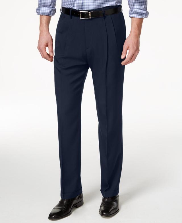 Mens Haggar eCLo Stria Classic-Fit Hidden Expandable Waist Pleated Dress Pants Product Image