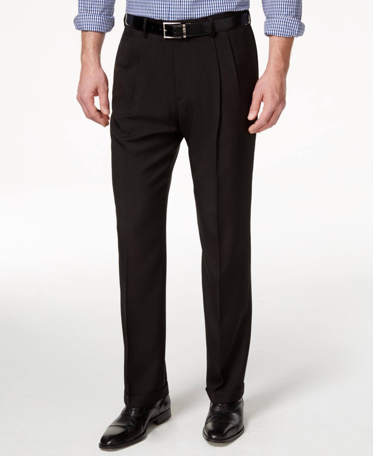 Mens Haggar eCLo Stria Classic-Fit Hidden Expandable Waist Pleated Dress Pants Product Image