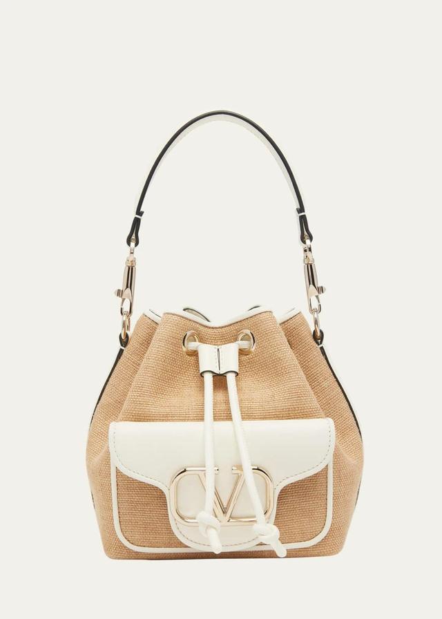 Loco Small Drawstring Bucket Bag In Beige Product Image