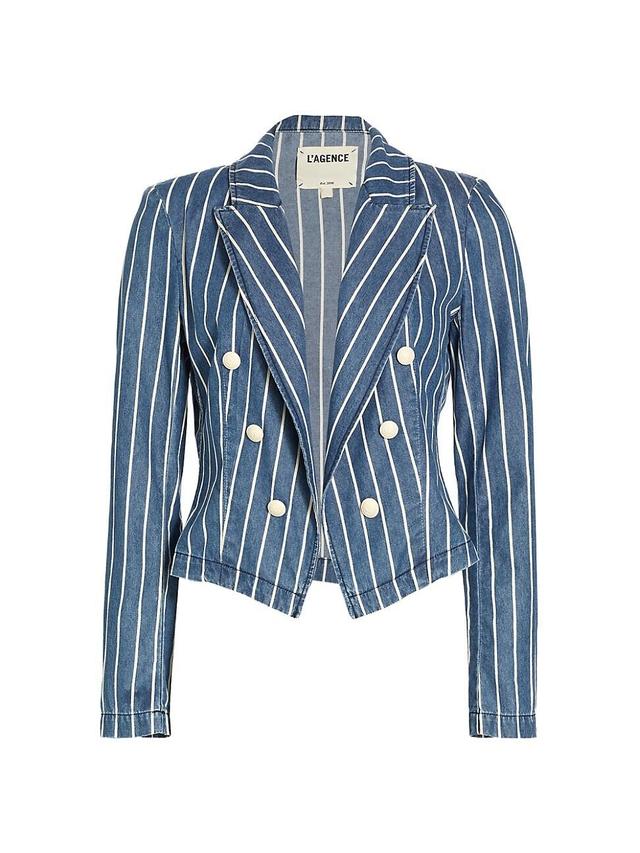 Womens Wayne Striped Denim Crop Jacket Product Image