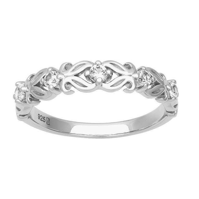 Love Always Sterling Silver Lab-Created White Sapphire Anniversary Band, Womens Product Image