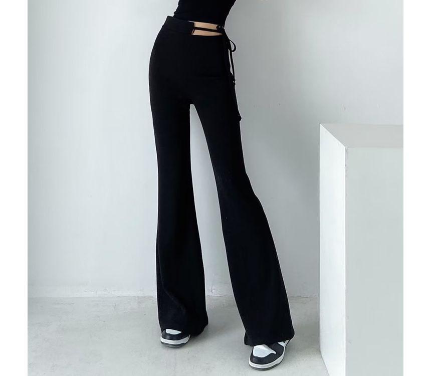 High Waist Plain Flared Sweatpants Product Image