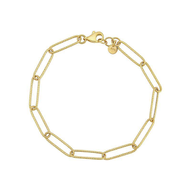 Taylor Grace 10k Gold Textured Paperclip Chain Bracelet, Womens Yellow Product Image