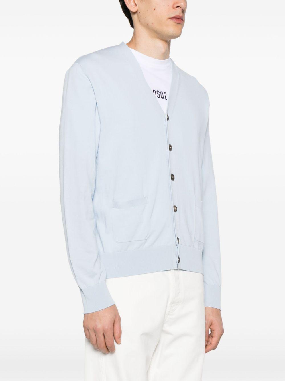 DSQUARED2 V-neck Fine-knit Cardigan In Blue Product Image