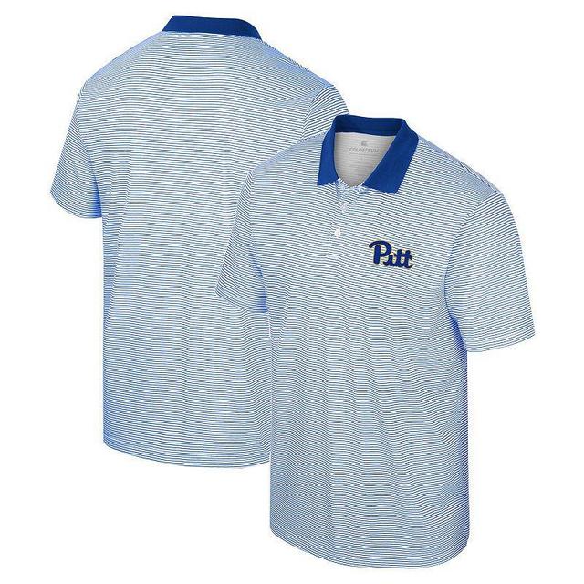 Mens Colosseum White/Royal Pitt Panthers Print Stripe Polo Product Image