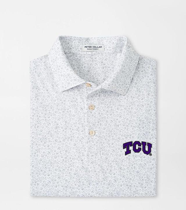 Peter Millar Mens TCU Blitz Performance Polo | Color: White / Gale Grey | Size: 3XL Product Image