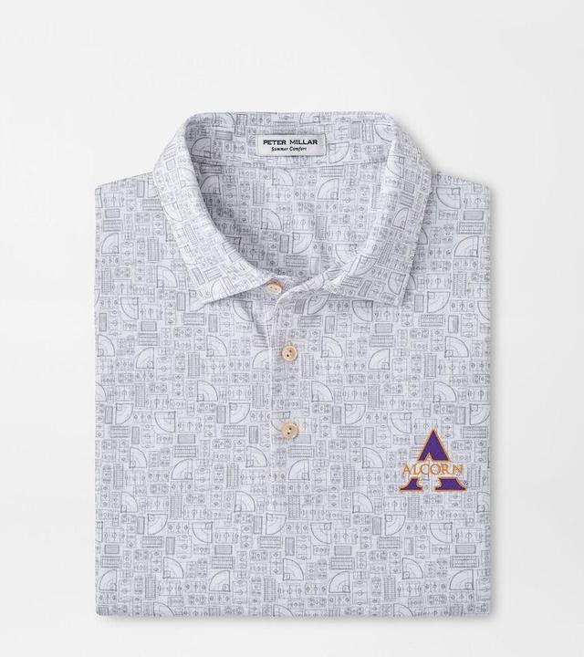 Peter Millar Mens Alcorn State Out of Bounds Performance Jersey Polo | Color: White | Size: L Product Image