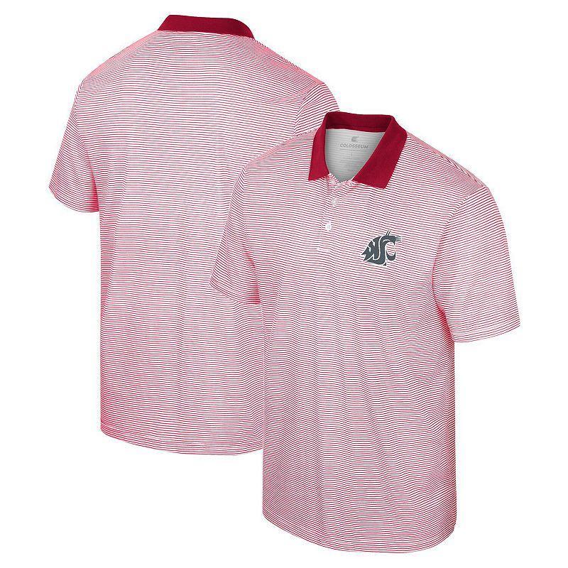 Mens Colosseum White Miami Hurricanes Print Stripe Polo Shirt - White Product Image