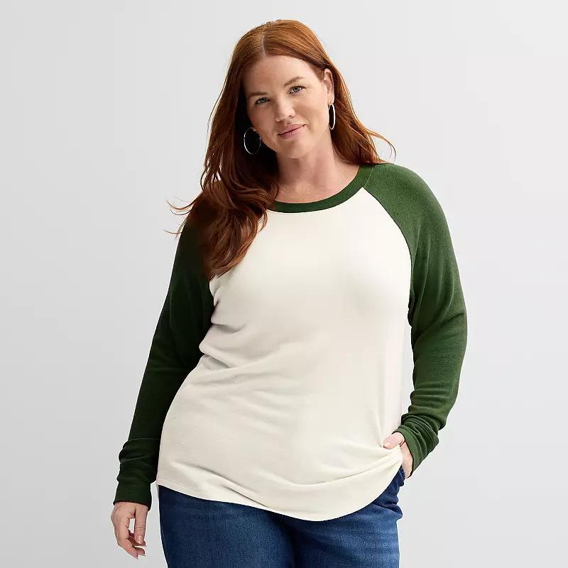 Plus Size Sonoma Goods For Life Cozy Baseball Pullover, Womens Product Image