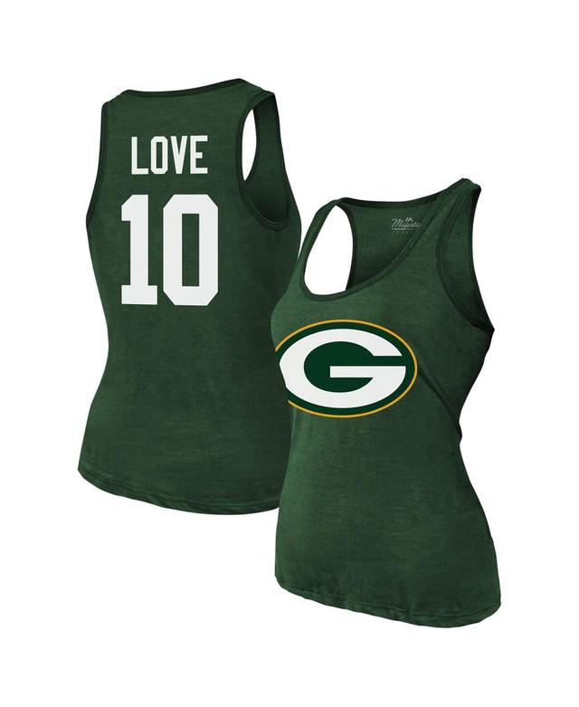 Majestic Womens Jordan Love Green Green Bay Packers Name Number Tri-Blend Tank Top Product Image