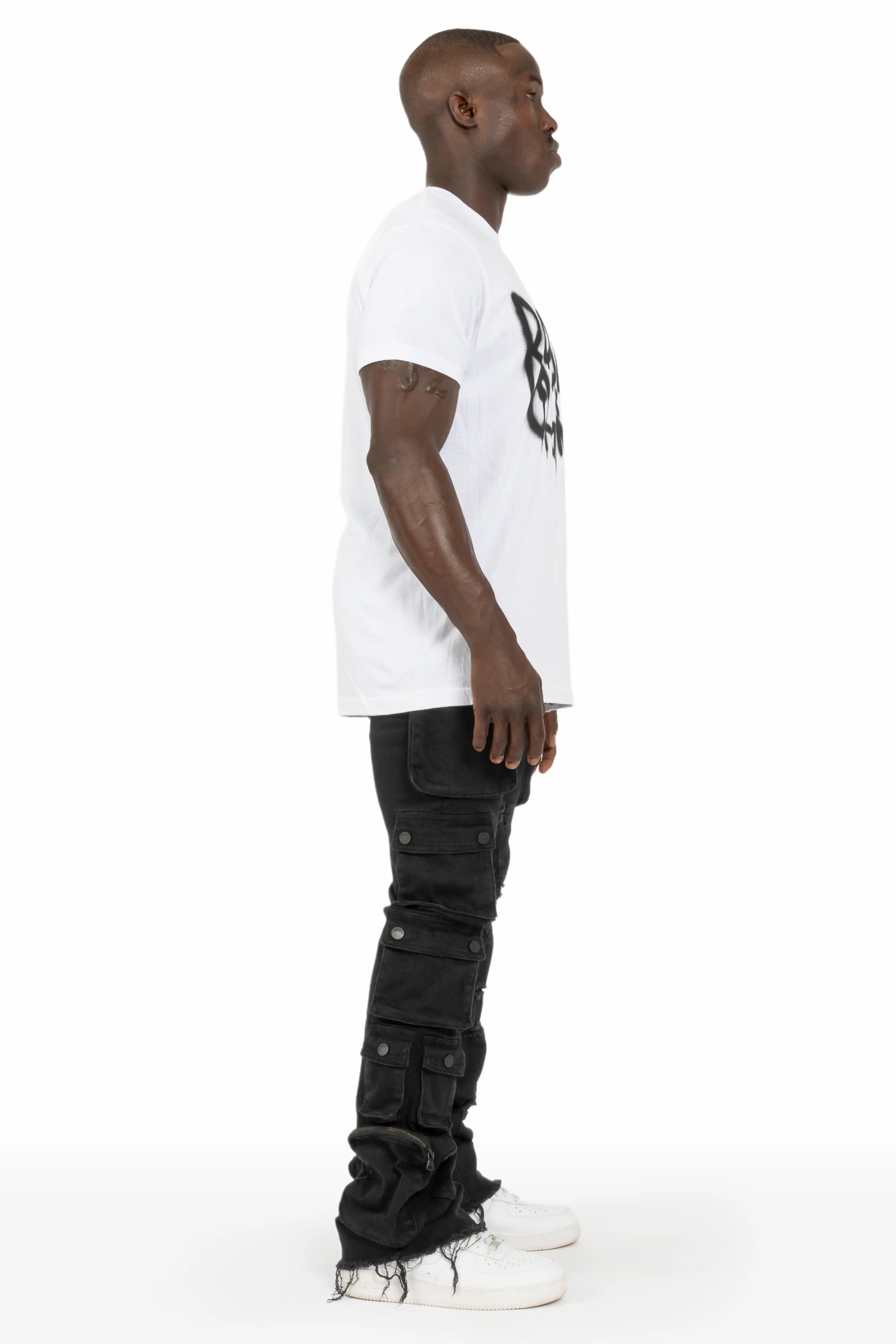 Konrad Black Cargo Stacked Flare Jean Male Product Image