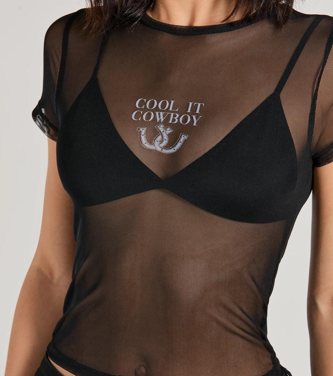 Cool It Cowboy Sheer Mesh Graphic Top product image