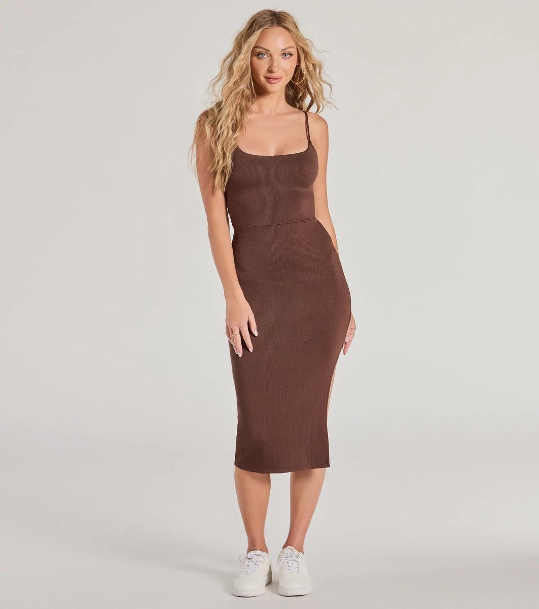 What You Want Strappy Cutout Slit Midi Dress Product Image