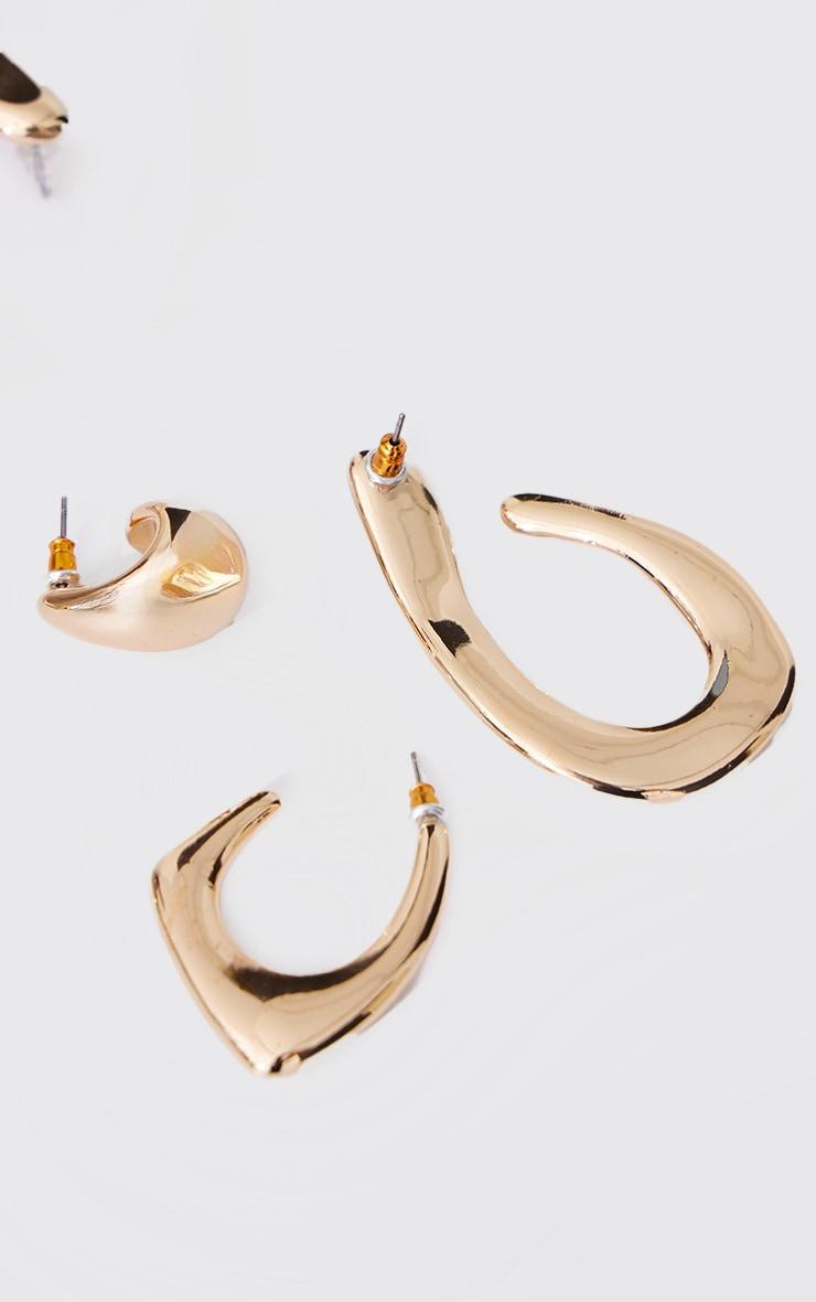 Gold Abstract Molten Multipack Earrings Product Image