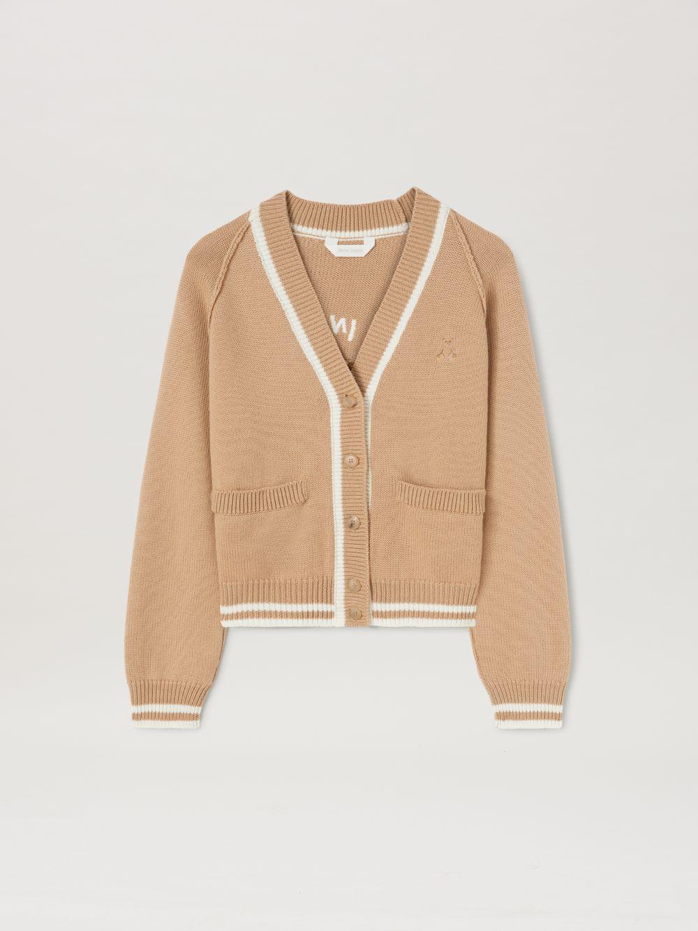 Bear In Mind Cardigan in neutrals  - Palm Angels® Official  Product Image