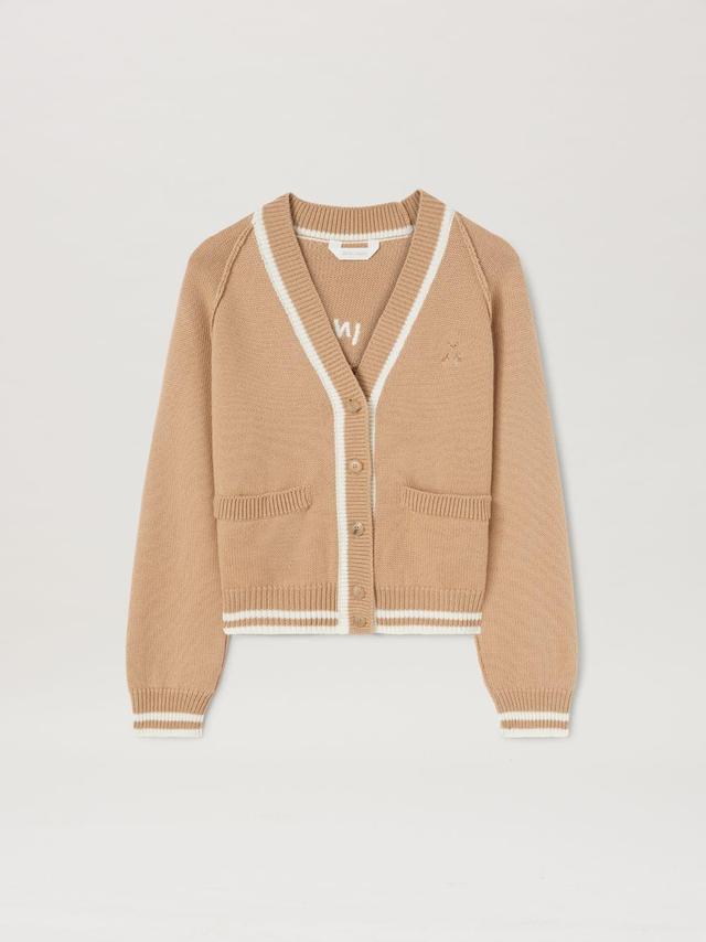 Bear In Mind Cardigan in neutrals  - Palm Angels® Official  Product Image