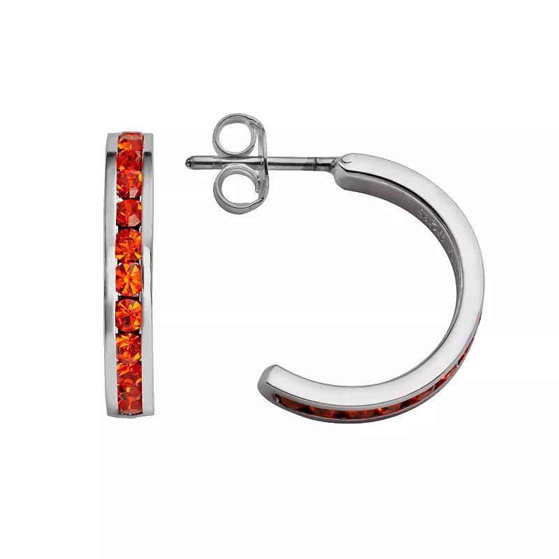 Traditions Jewelry Company Sterling Silver Crystal Semi-Hoop Earrings, Womens, Orange Product Image