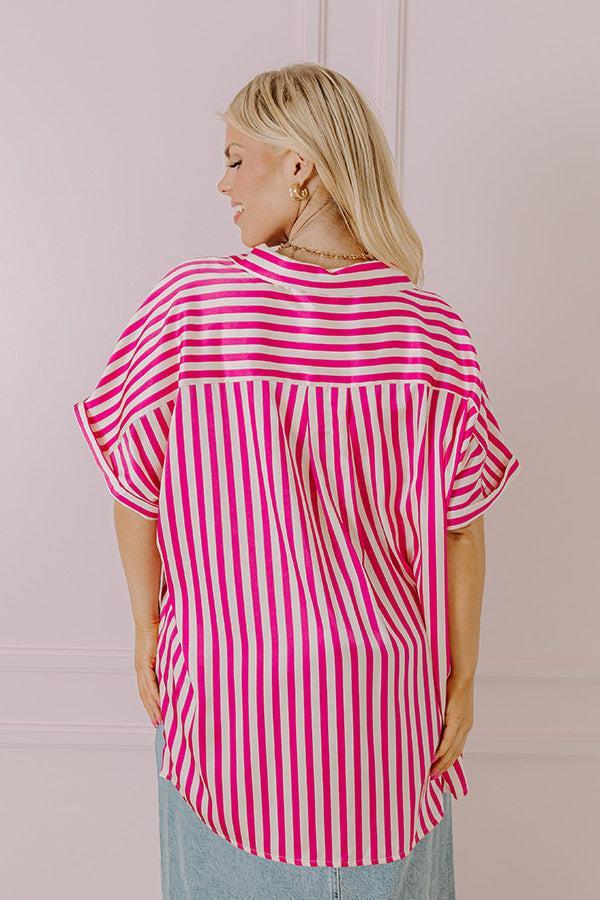 Horizon Light Satin Button Up In Fuchsia Curves Product Image