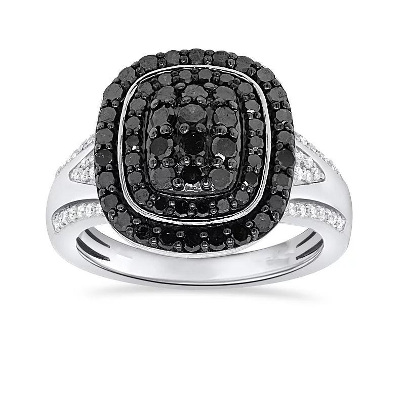 Sterling Silver 1 Carat T.W. Black & White Diamond Ring, Womens Product Image