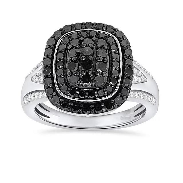 Sterling Silver 1 Carat T.W. Black & White Diamond Ring, Womens Product Image