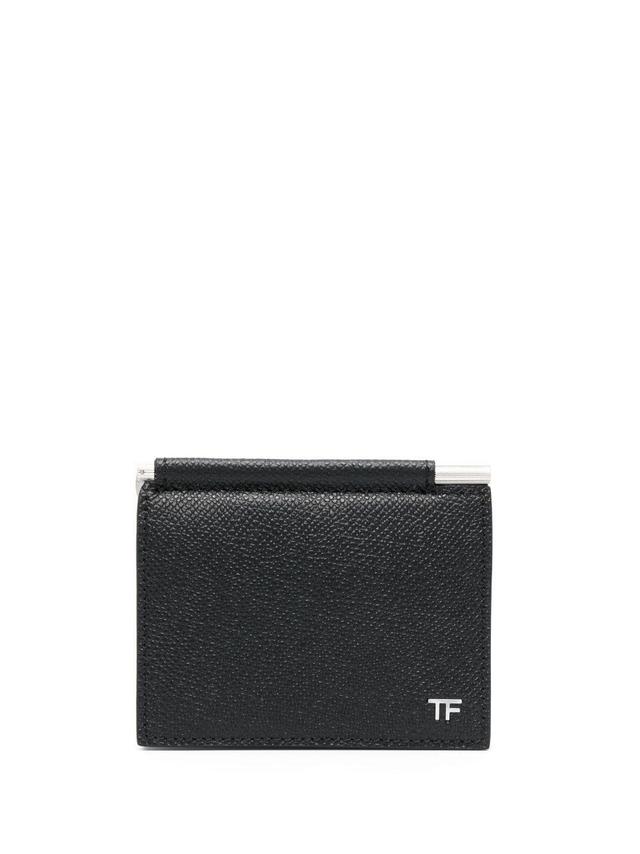 Monogram-plaque Calf-leather Wallet In Black Product Image